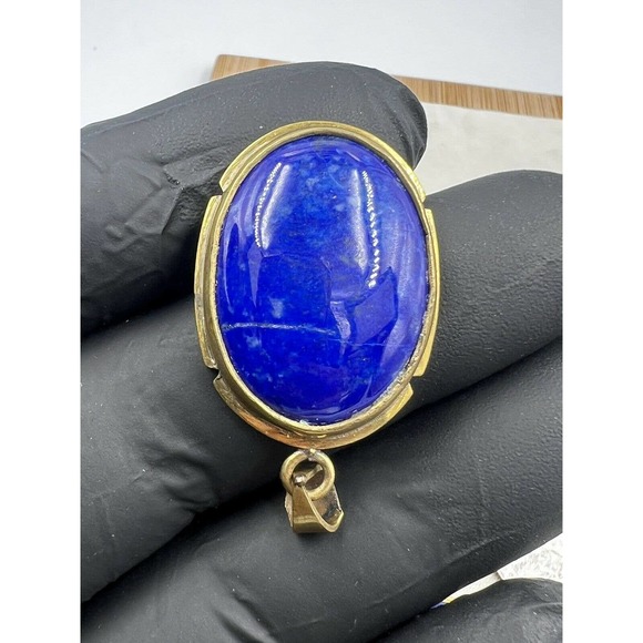 1 lapis lazuli Pendants Handmade Gold Brass Mine 4 Dark Blue Jewelry - Picture 7 of 11